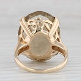 17ct Oval Smoky Quartz Solitaire Ring 10k Yellow Gold Size 4.75
