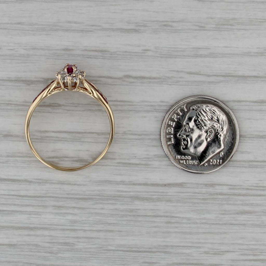 0.56ctw Natural & Lab Created Ruby Diamond Ring 14k Yellow Gold Size 8