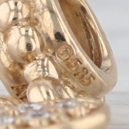 Authentic Pandora Pave Diamond Heart Dangle Charm 14k Gold 750809D Bead