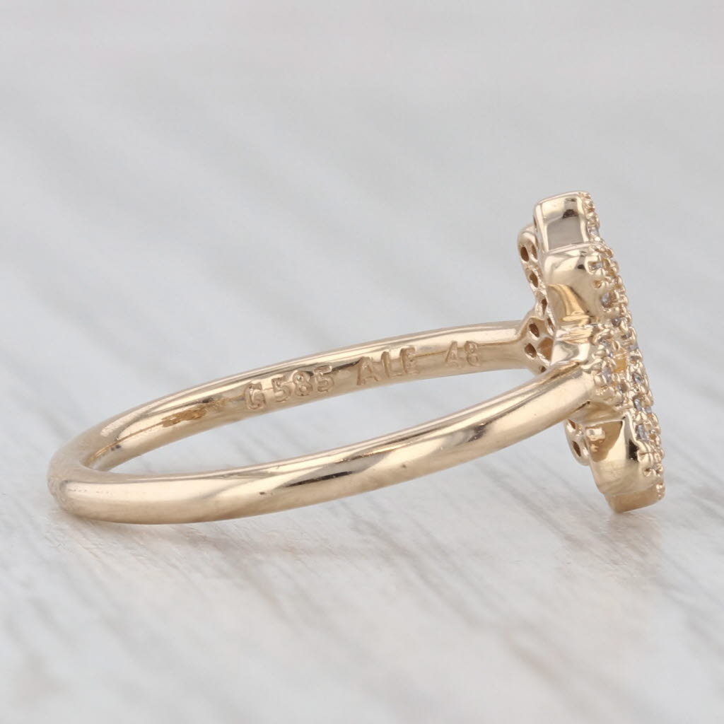 Light Gray Pandora Lace Botanique 1501582CZ Flower Ring 14k Yellow Gold Size 48 4.75