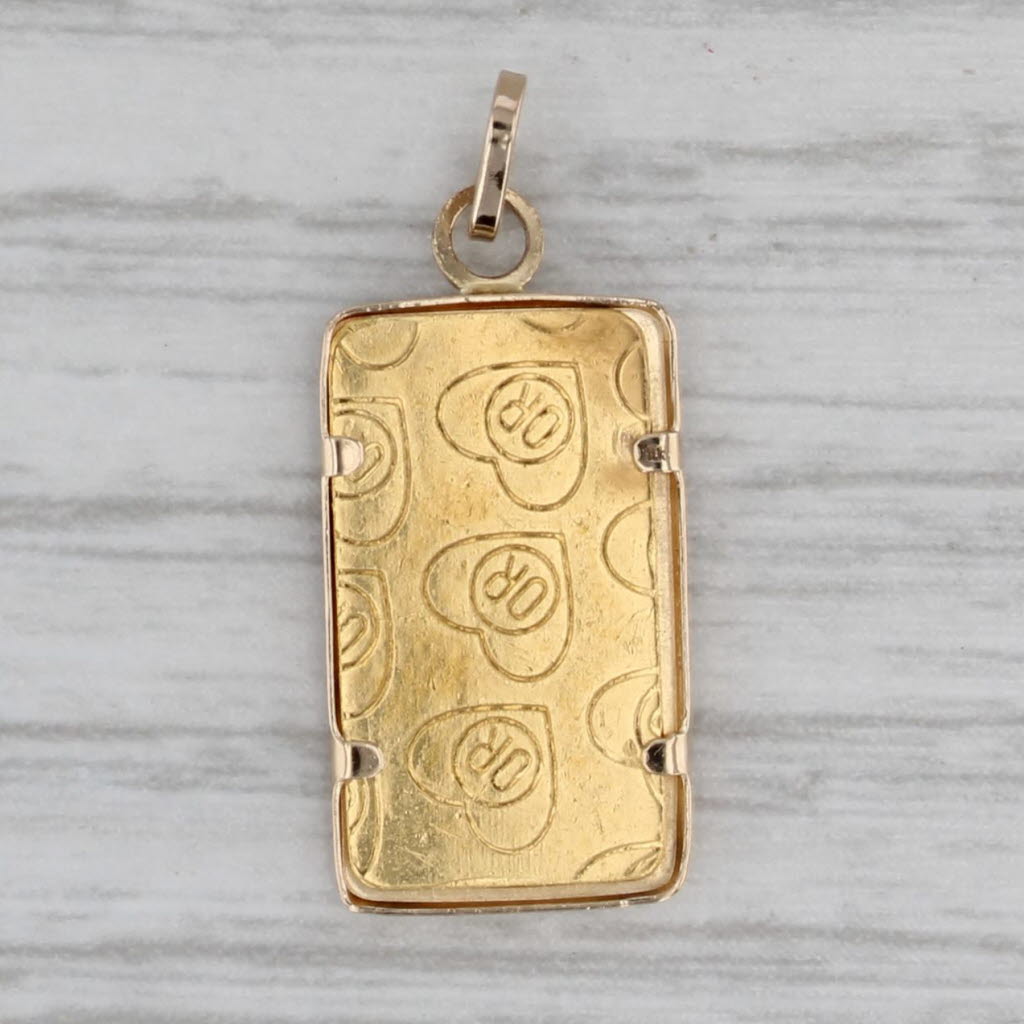 Gray Oro Meccanica 1 Gram 9999 Fine Gold Bar Pendant 10k Bezel Charm