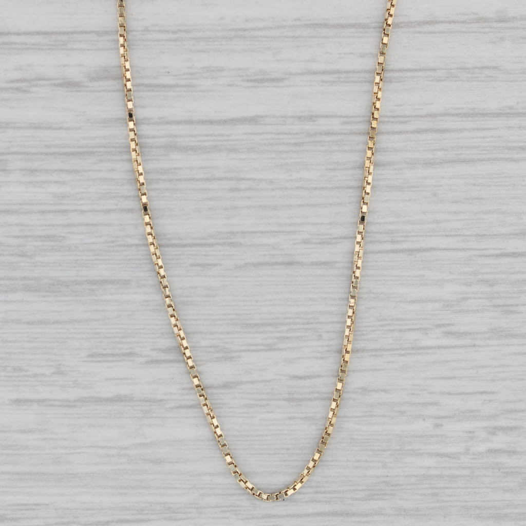 Gray 30" Box Chain Necklace 14k Yellow Gold 1mm Italian Long Layering