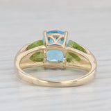 6.02ctw Blue Topaz Peridot Diamond Ring 14k Yellow Gold Size 7 Cathedral