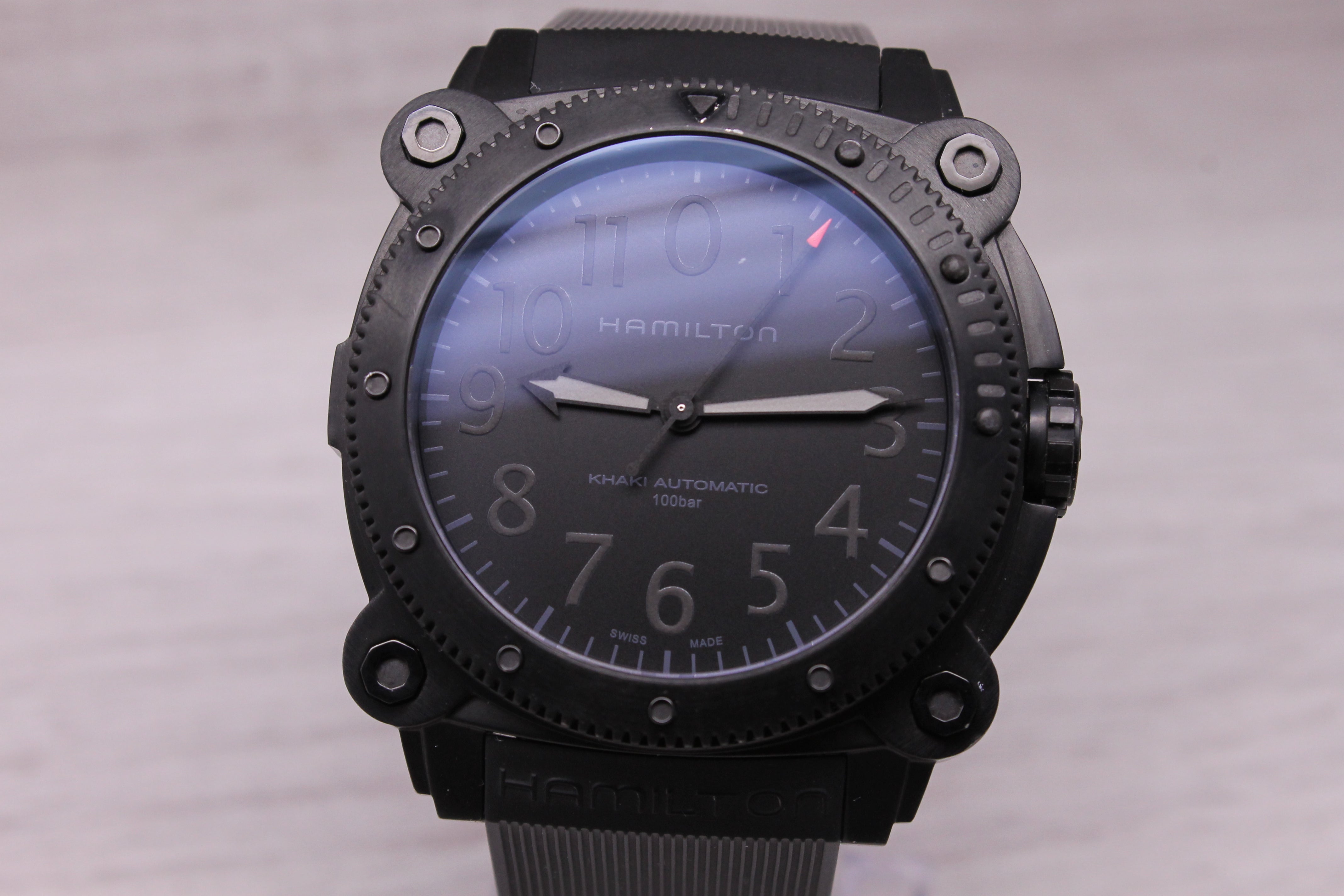 Hamilton Below Zero Khaki Mens Black Titanium Automatic Watch w Ice Box H785050