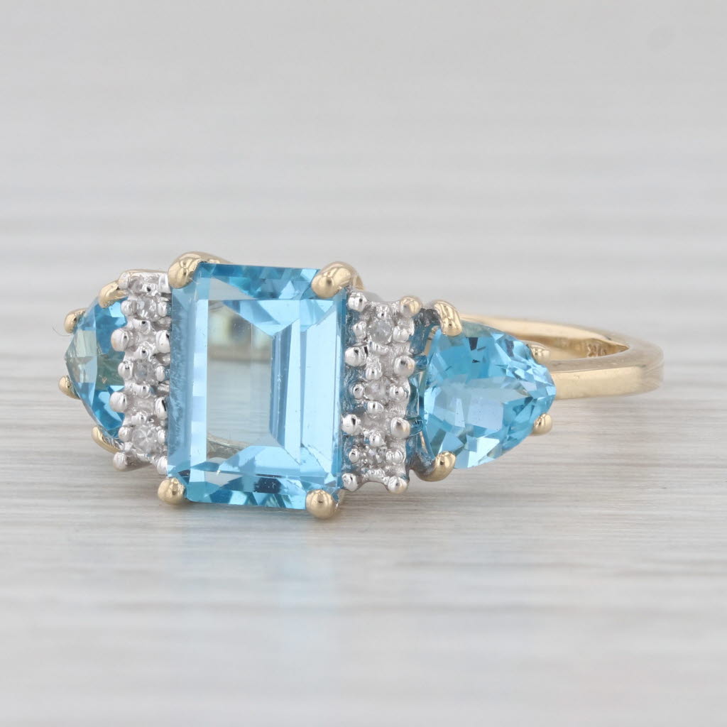 Light Gray 3.22ctw Blue Topaz Diamond Ring 10k Yellow Gold Size 7