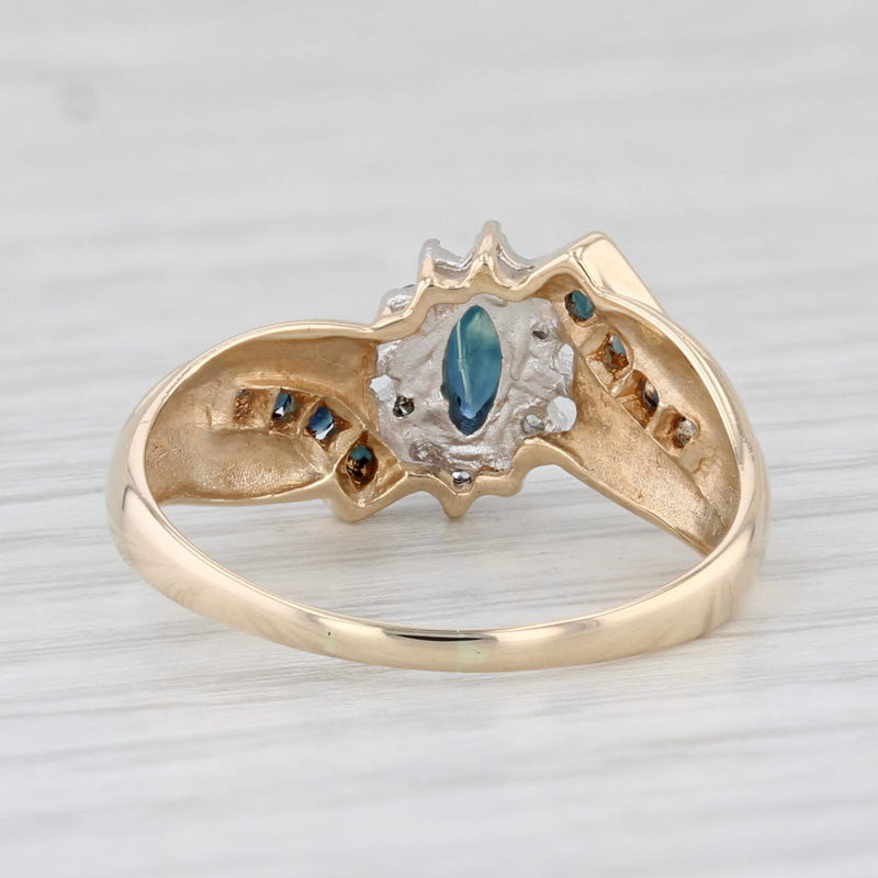 Light Gray 0.57ctw Marquise Blue Sapphire Diamond Ring 10k Yellow Gold Size 7.75 Bypass