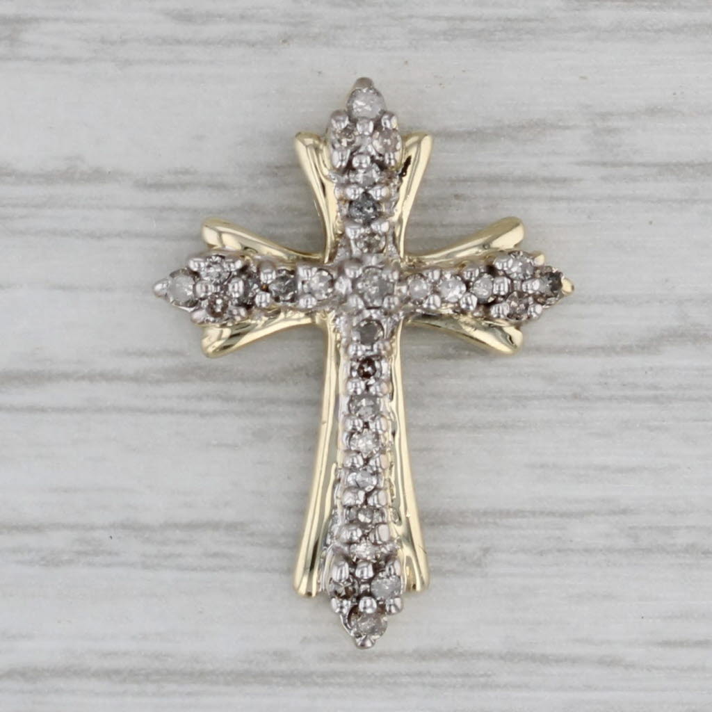 Gray 0.12ctw Diamond Cross Pendant 10k Yellow Gold