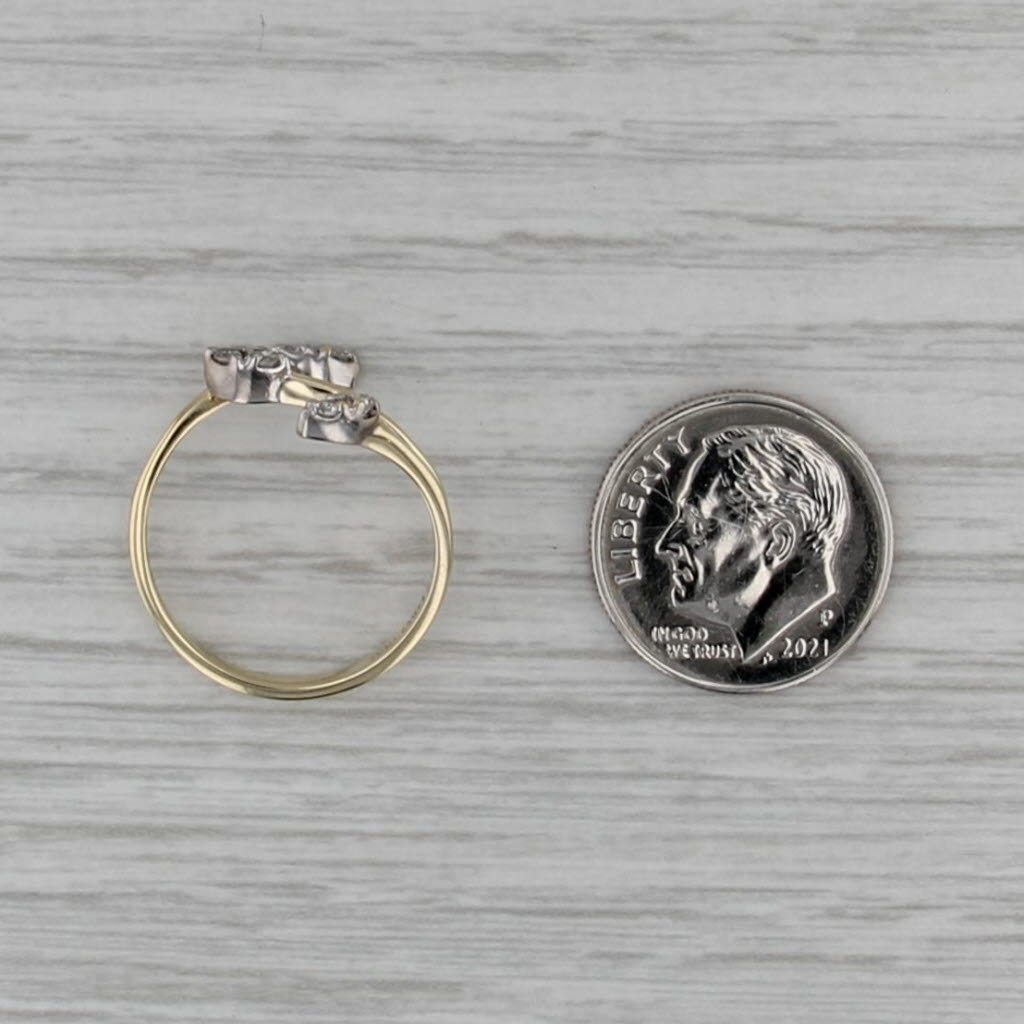 Diamond Spray Bypass Ring 14k Yellow White Gold Size 6.25 Adjustable