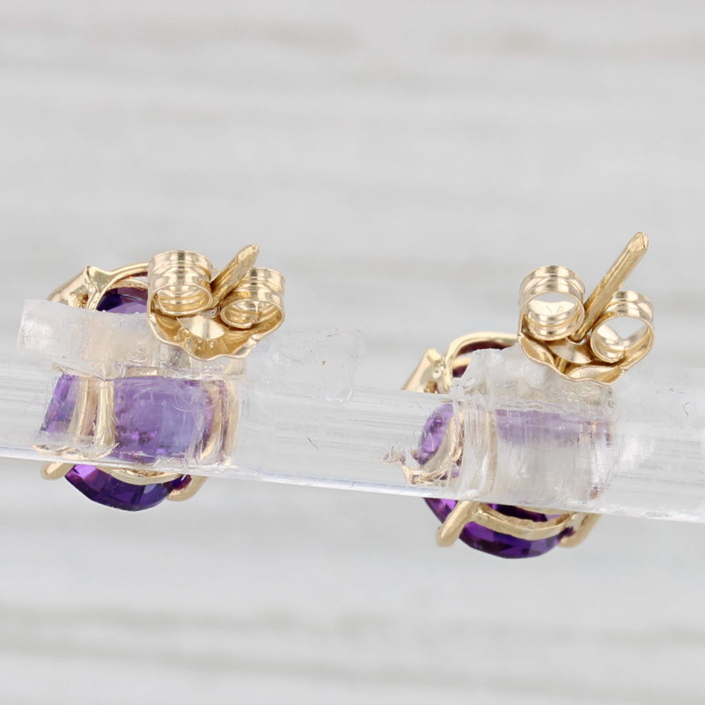 Light Gray 3ctw Oval Amethyst Stud Earrings 14k Yellow Gold