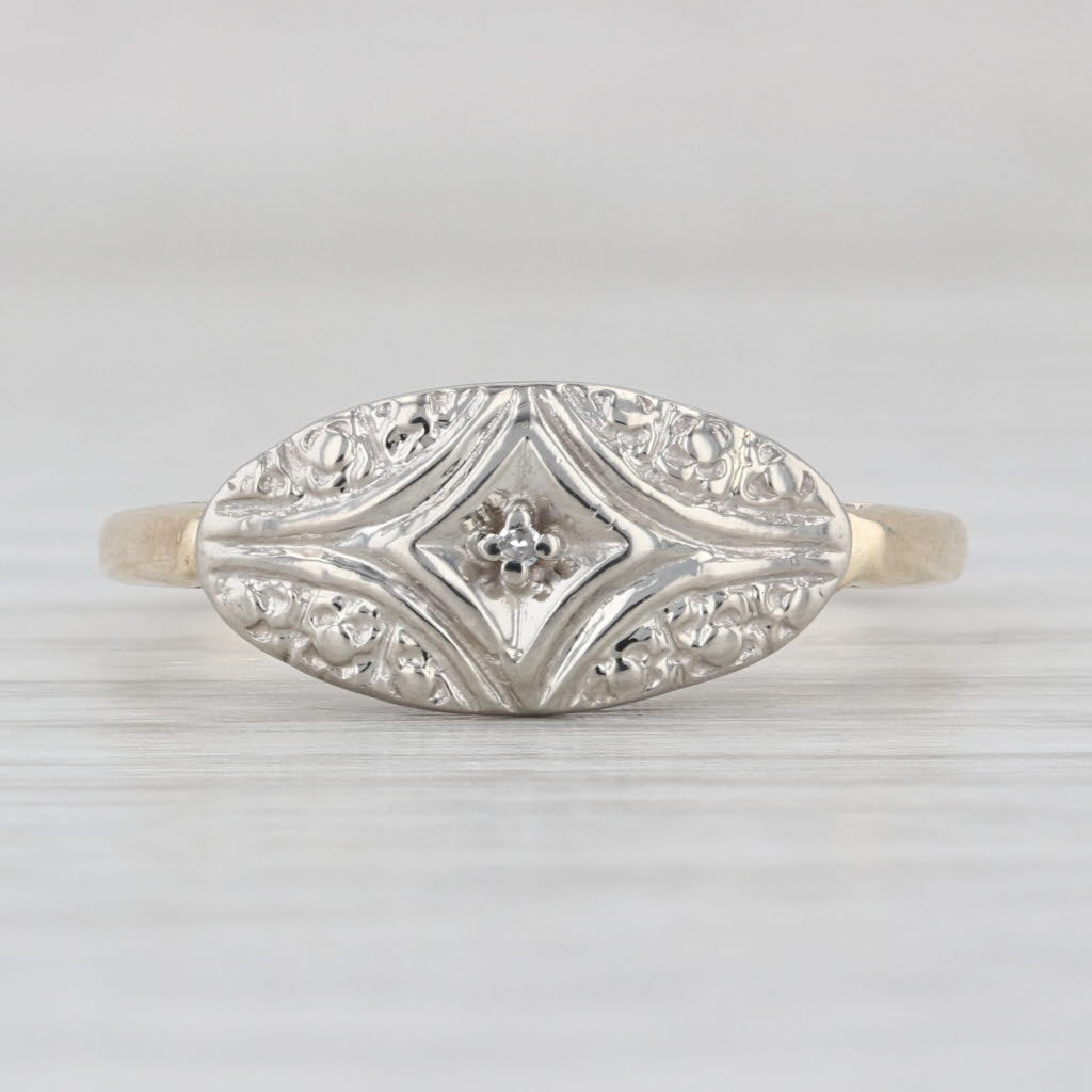 Vintage Diamond Princess Ring 10k White Yellow Gold Size 9