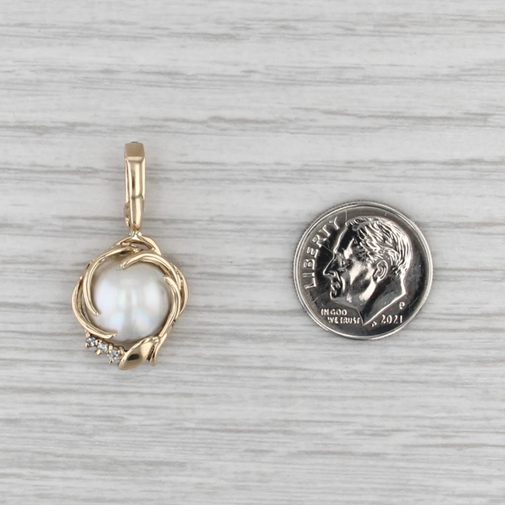 Mabe Pearl Diamond Enhancer Pendant 14k Yellow Gold Enhancer Clip Bail