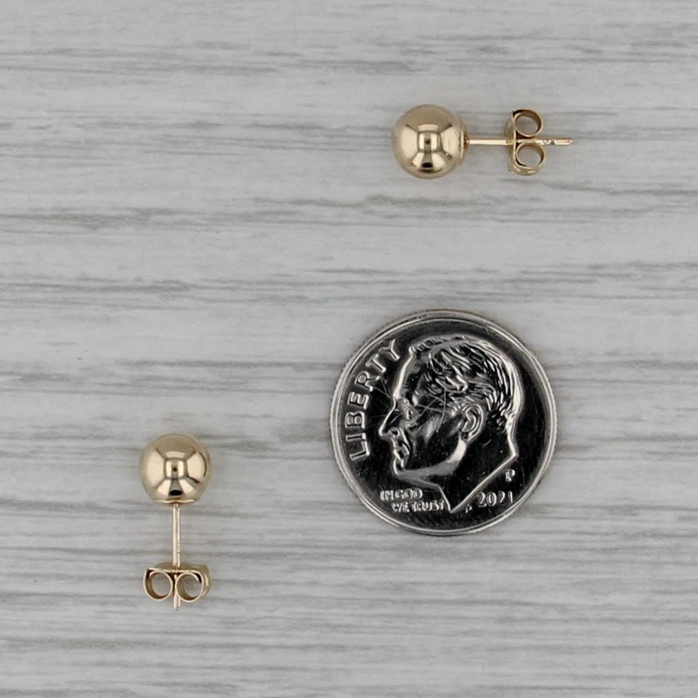 5.7mm Bead Stud Earrings 14k Yellow Gold Small Studs
