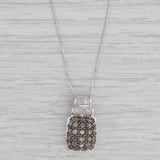 1.03ctw Brown White Diamond Cluster Pendant Necklace 14k Gold Box Chain Necklace