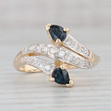 Gray 0.70ctw Blue Sapphire Diamond Bypass Ring 14k Yellow Gold Size 5.75