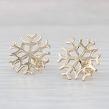 Snowflake Stud Earrings 14k Yellow Gold Holiday Jewelry