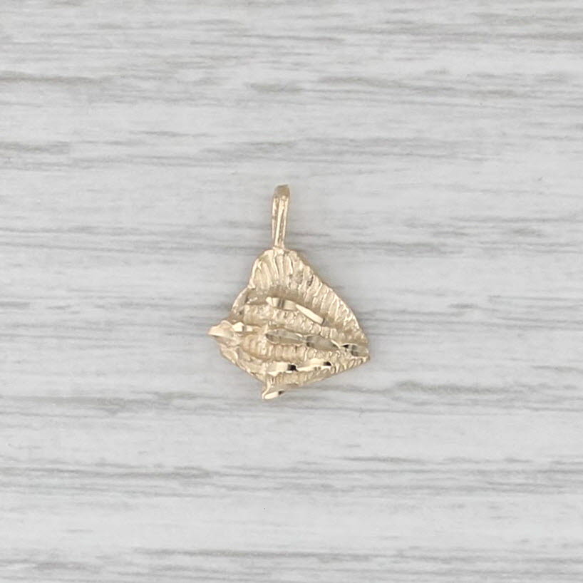 Conch Shell Charm 14k Yellow Gold Small Nautical Drop Pendant