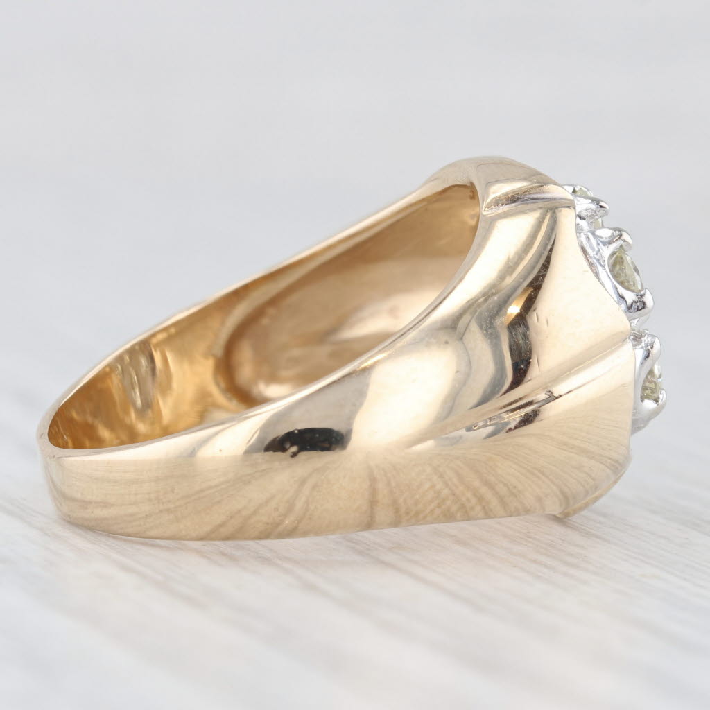 14ctw Vintage Diamond Cluster Belcher Setting Ring 14k Yellow Gold Size 11.5