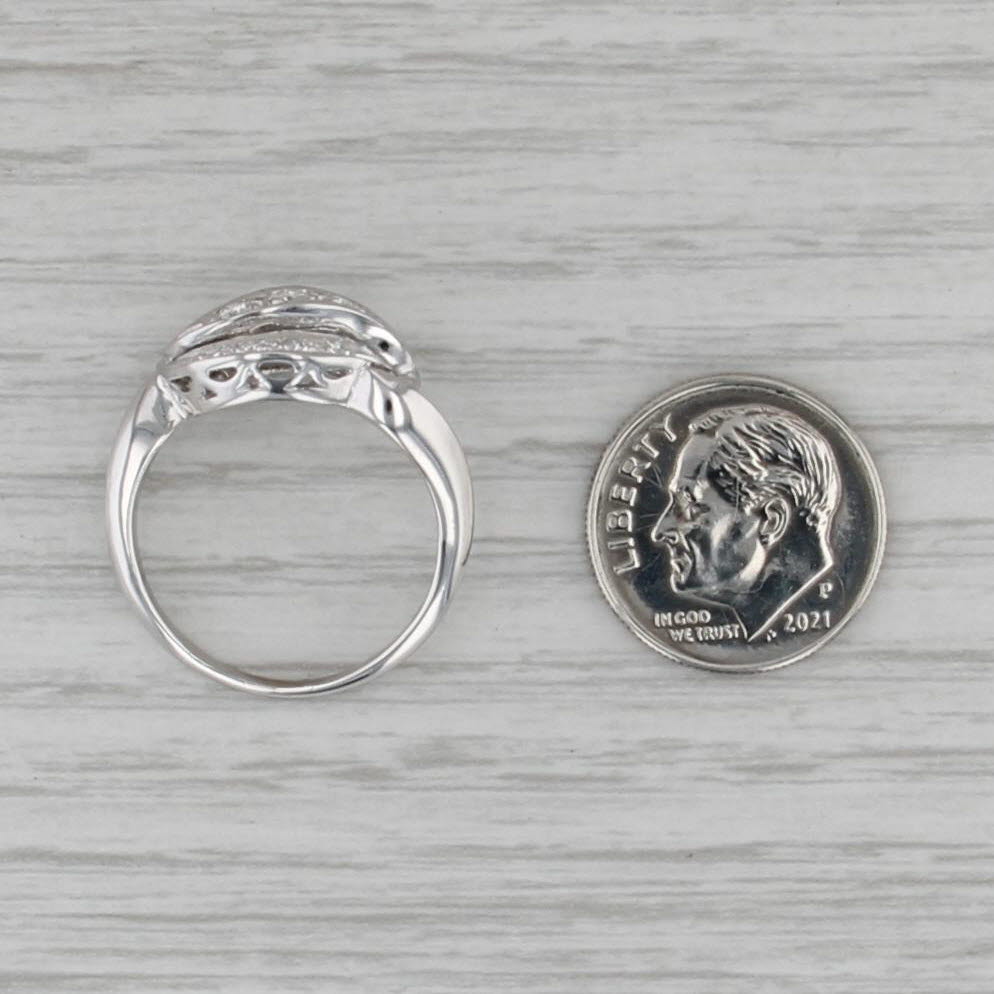 0.18ctw Scalloped Diamond Ring 14k White Gold Size 7.5
