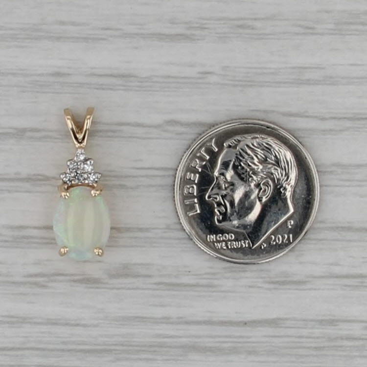 Opal Diamond Teardrop Pendant 14k Yellow Gold