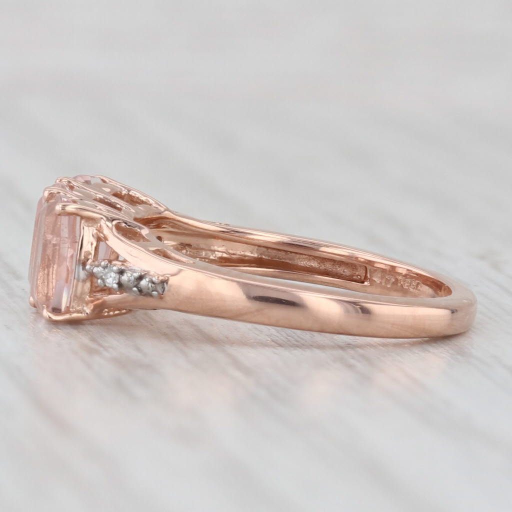 Light Gray 1.78ctw 3-Stone Morganite Diamond Ring 10k Rose Gold Size 5 COA