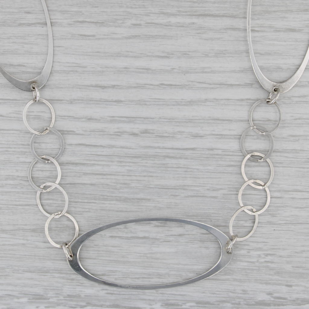Sterling Silver Bangle Statement Necklace Sterling Silver 35" Adjustable