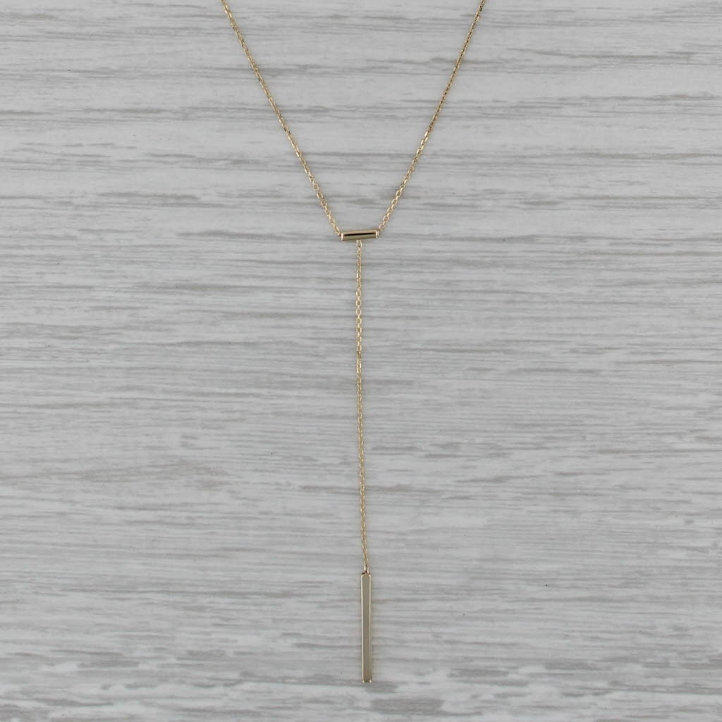 Bar Drop Pendant Necklace 14k Yellow Gold 16" 18" Cable Chain