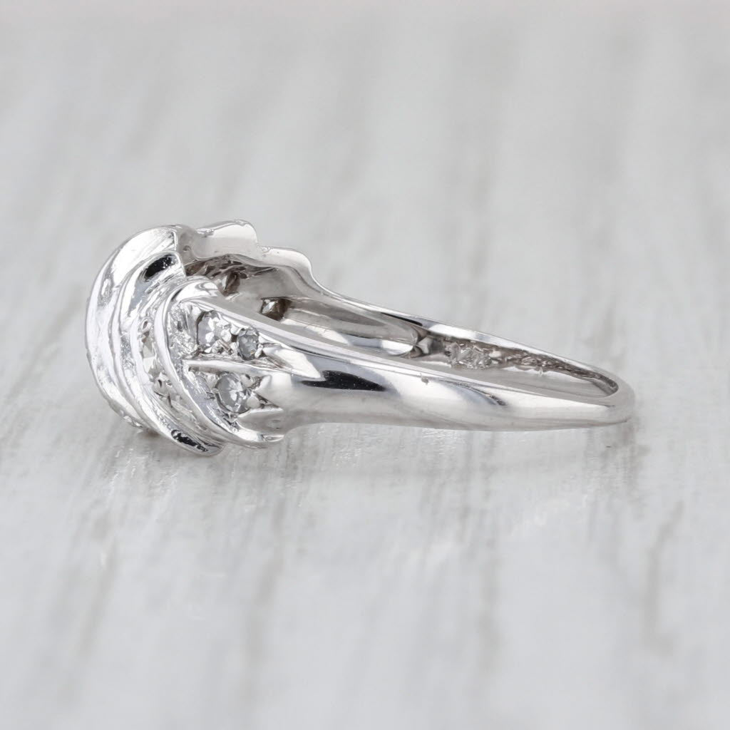 0.54ctw Scalloped Diamond Croissant Ring 14k White Gold Size 7 Bridal