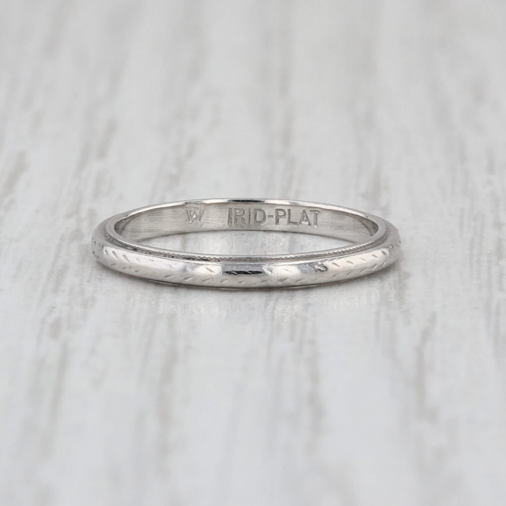 Art Deco Wheat Pattern Ring Platinum Wedding Band Stackable Size 4.5