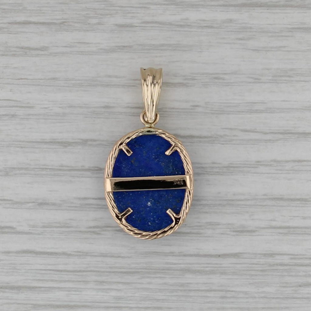 Blue Lapis Lazuli Oval Cabochon Pendant 14k Yellow Gold