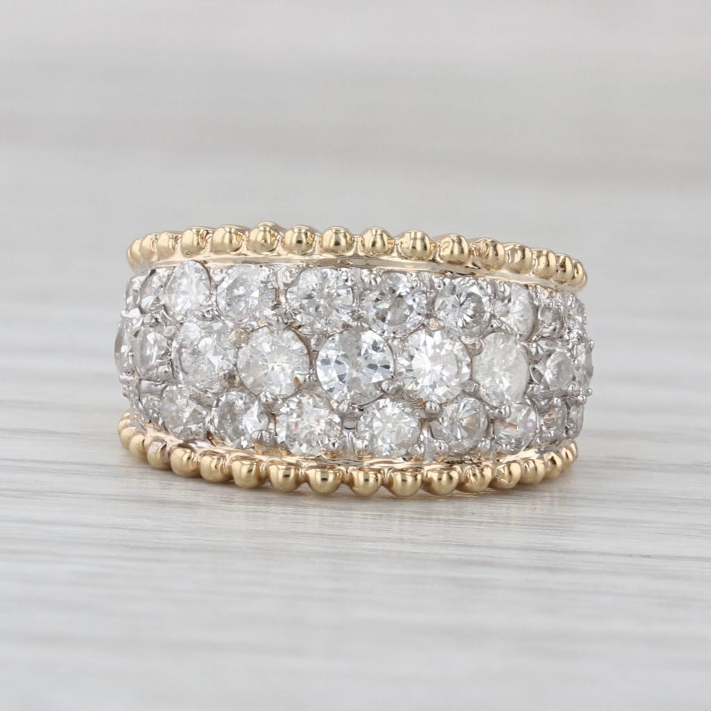 2ctw Pave Diamond Cluster Ring 14k Yellow Gold Size 3.75 Tapering Band