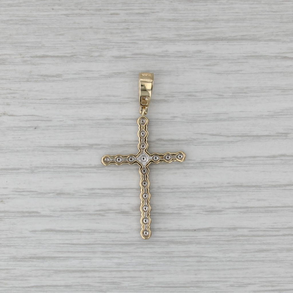 Large Pave Diamond Cross Pendant 10k Yellow White Gold