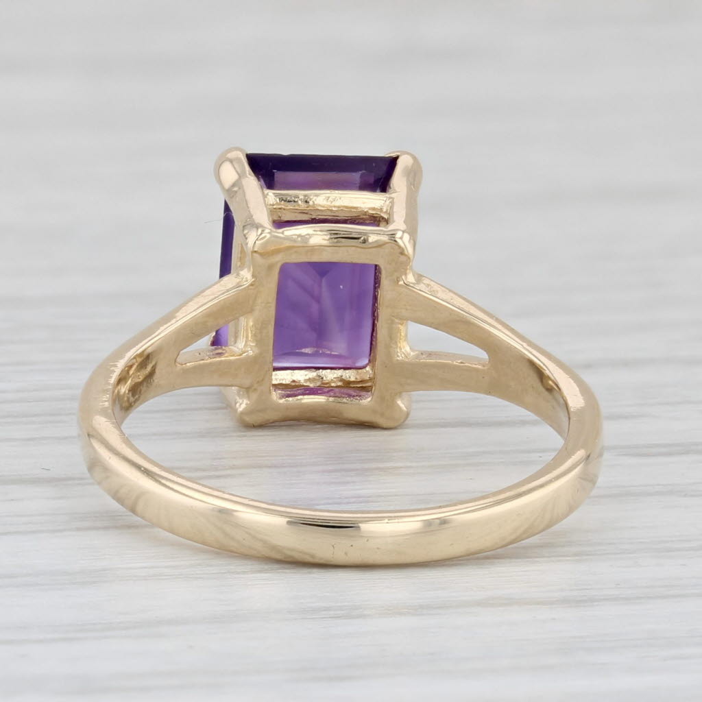 Light Gray 3ct Emerald Cut Amethyst Solitaire Ring 14k Yellow Gold Size 6