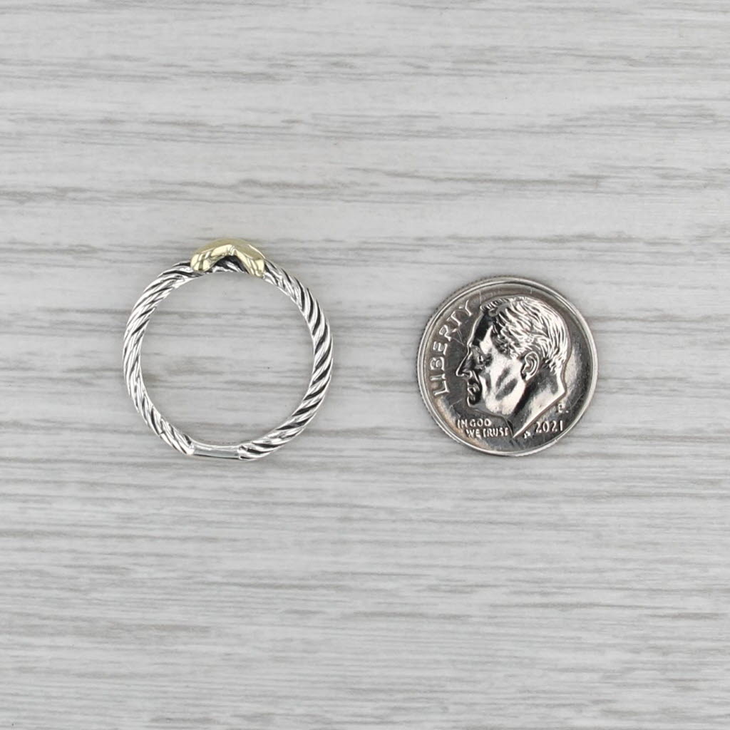 David Yurman Cable X Knot Sterling Silver 14k Gold Ring Size 6.25 - 6.5 Band