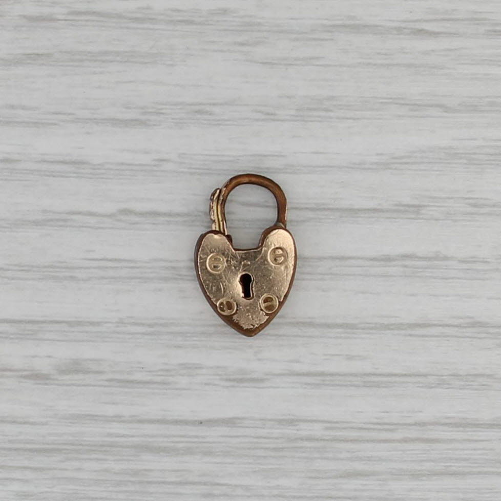 Victorian Heart Padlock Charm Yellow Gold Filled Snap Clasp