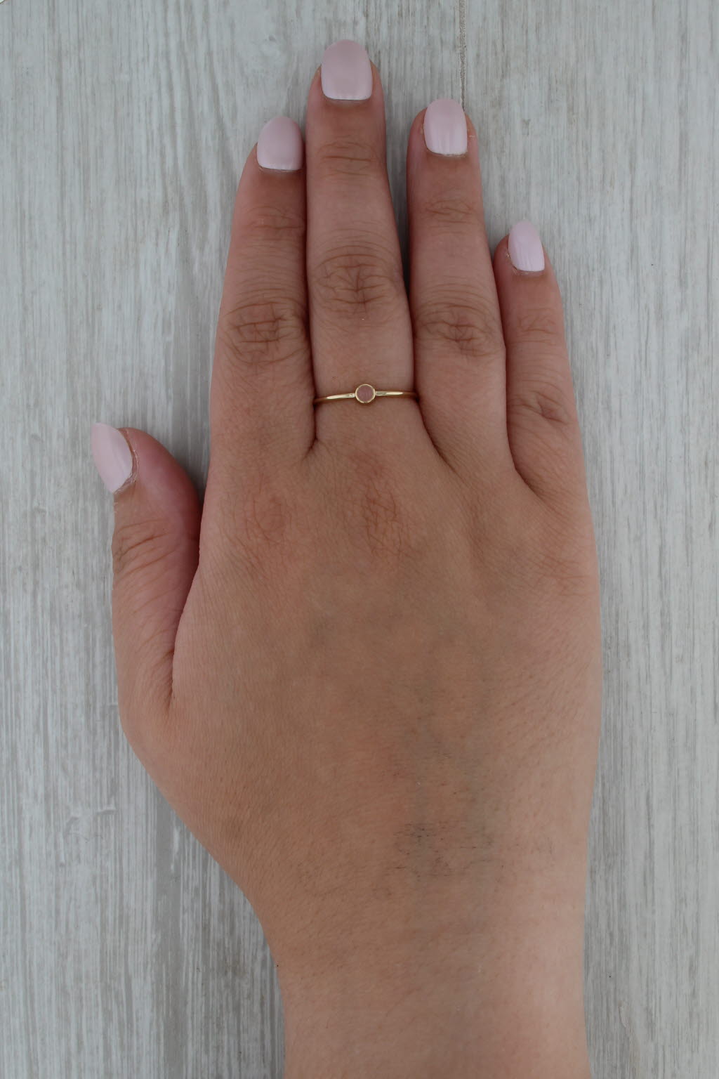 Pink Rose Quartz Solitaire Ring 14k Yellow Gold Size 9 Stackable