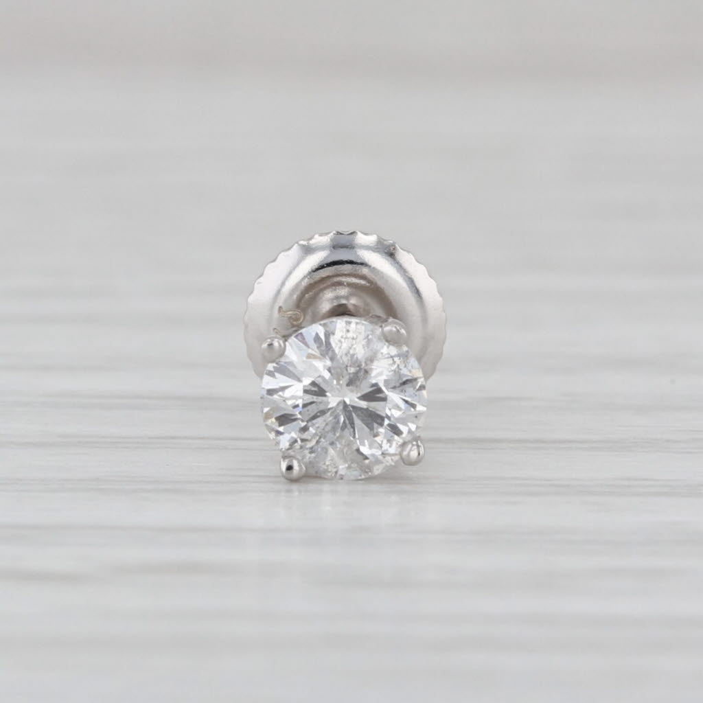 0.50ct Round Diamond Solitaire Single Stud Earring 14k White Gold Stud