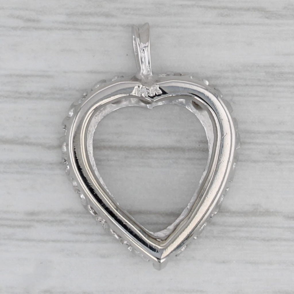 Gray Vintage 0.30ctw Diamond Open Heart Pendant 14k White Gold