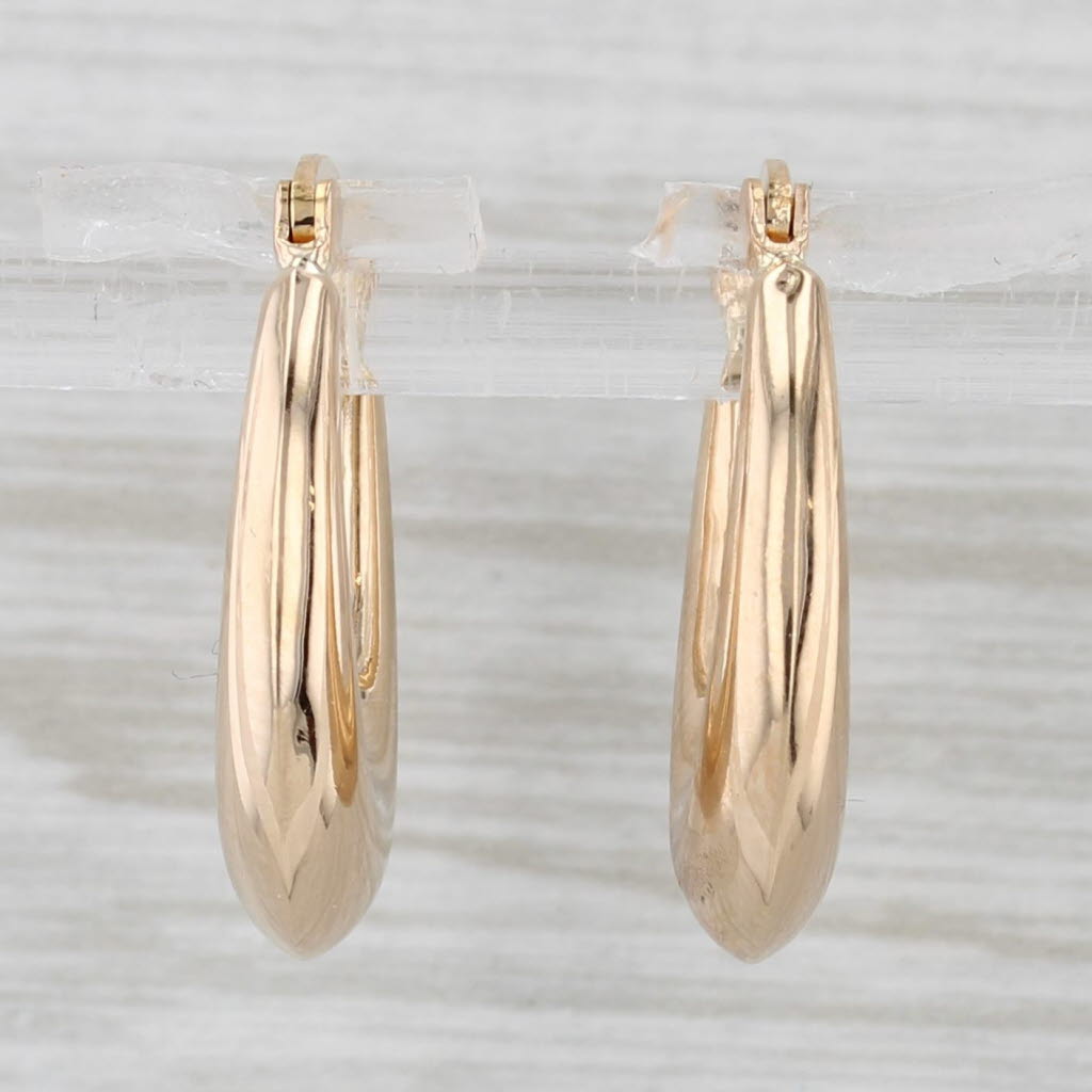 Gray Beveled Hoop Earrings 18k Yellow Gold Snap Top Oval Hoops