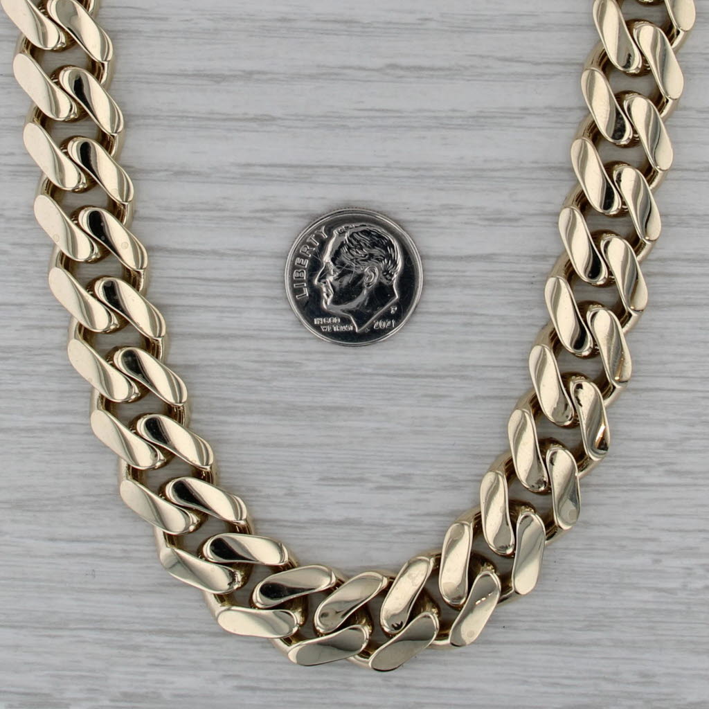 Classic Monaco Curb Cuban Chain Necklace 10k Yellow Gold 19.5" 13mm