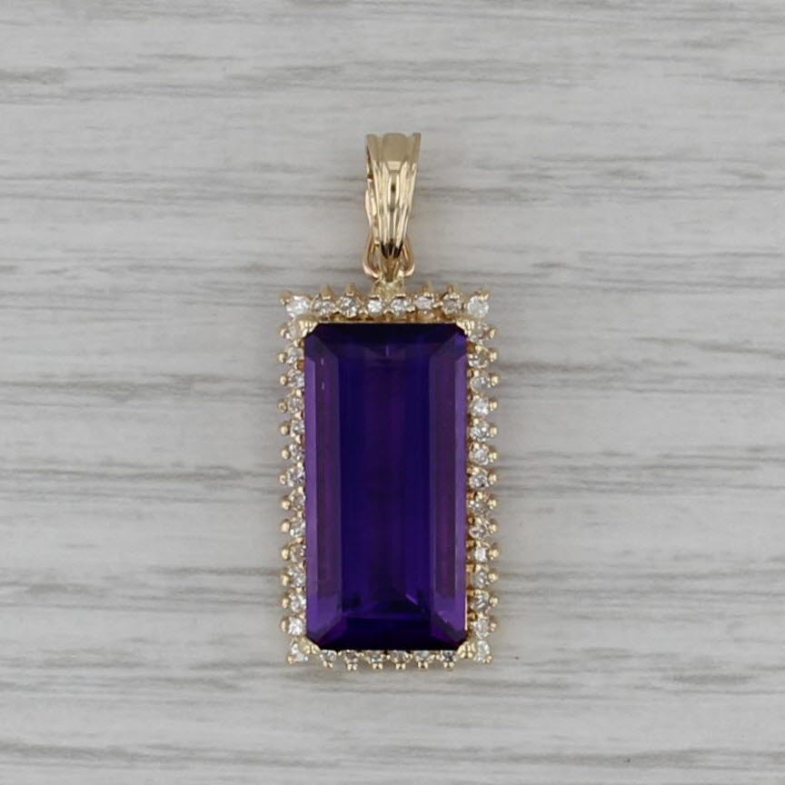 10.65ctw Amethyst Diamond Halo Enhancer Pendant 14k Yellow Gold