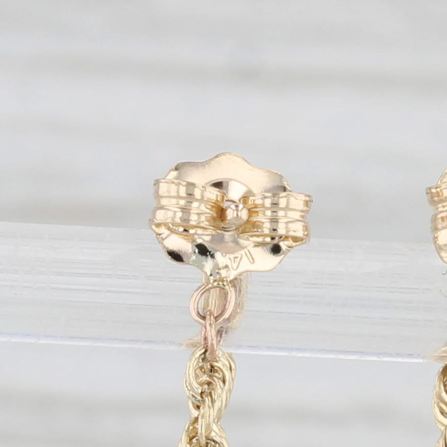 Light Gray New Rope Chain Dangle Earrings 14k Yellow Gold Stick Posts