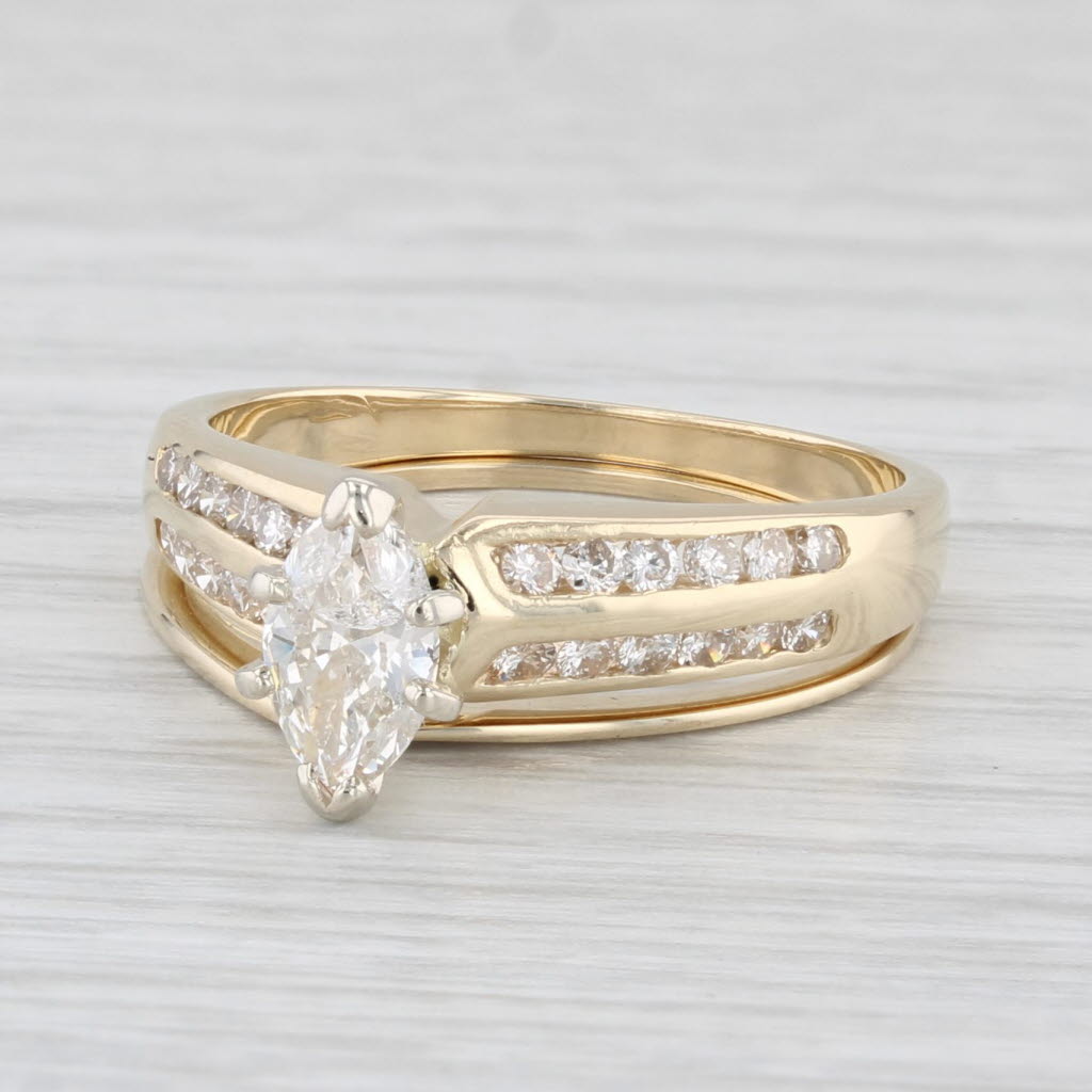 Light Gray 0.82ct Diamond Marquise Engagement Ring 14k Yellow Gold Size 7