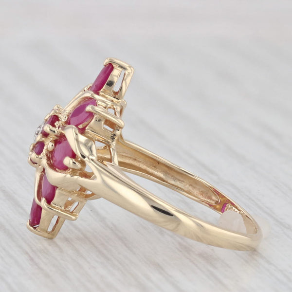 2.16ctw Ruby Cluster Ring 14k Yellow Gold Size 7 Diamond Accent