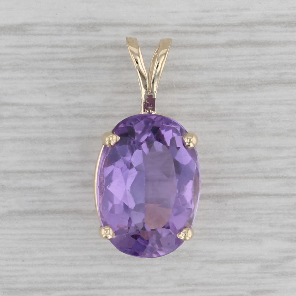 Gray 5.60ct Purple Amethyst Oval Solitaire Pendant 10k Yellow Gold