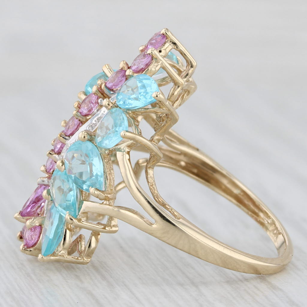 Light Gray 5.52 ctw Pink Sapphire Apatite Diamond Cocktail Ring 10K Yellow Gold Size 7.5