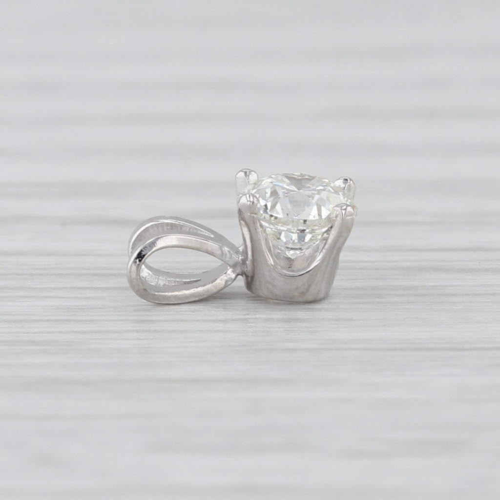 New 0.45ct Diamond Solitaire Pendant 14k White Gold 4 Prong Small Round Drop
