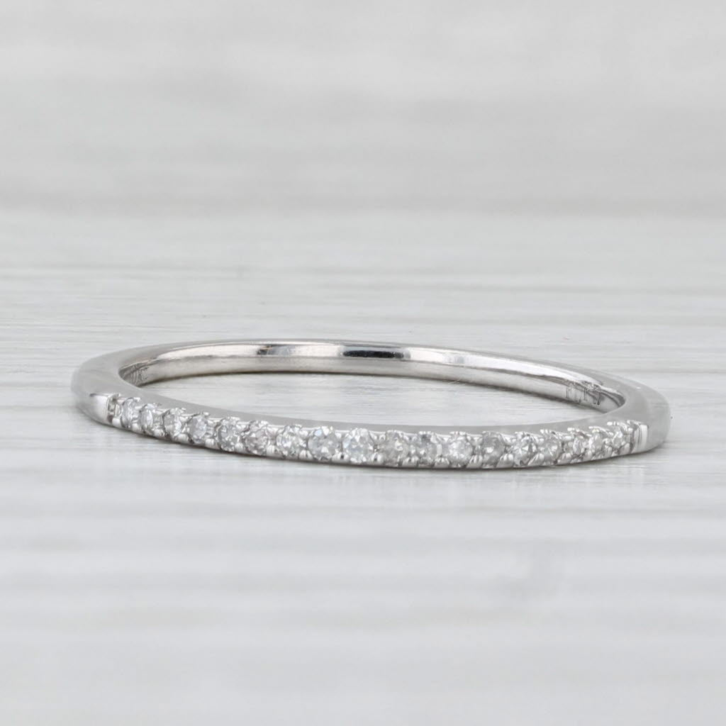 Light Gray Diamond Wedding Band 10k White Gold Stackable Size 6.75 Ring