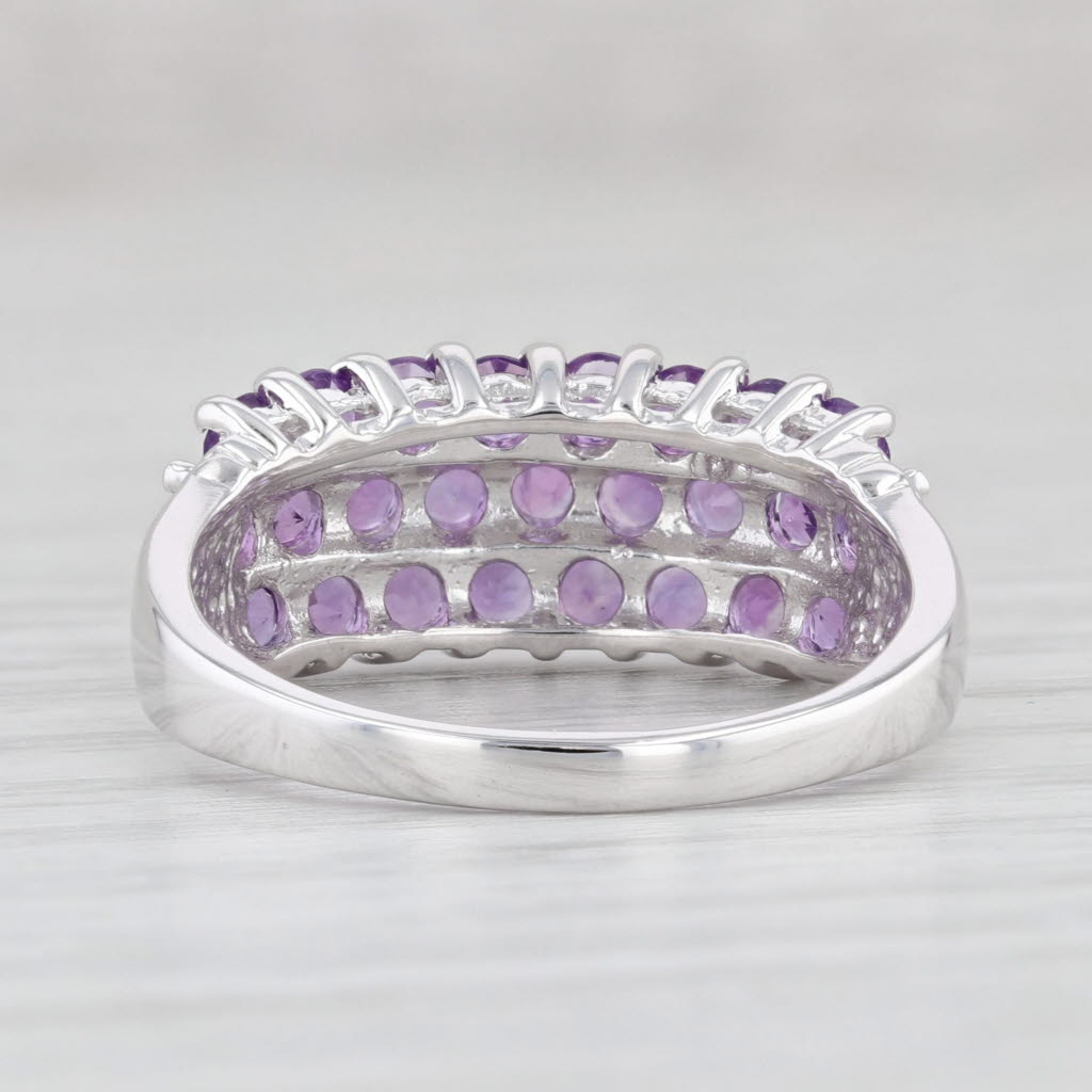 Light Gray 1.15ctw Amethyst Cluster Ring 10k White Gold Size 8