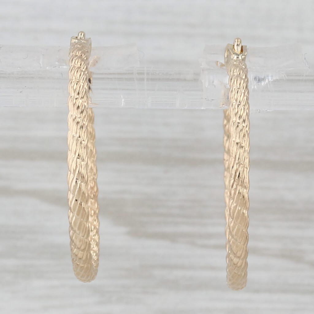 Gray Rope Rope Hoop Earrings 14k Yellow Gold Snap Top Posts