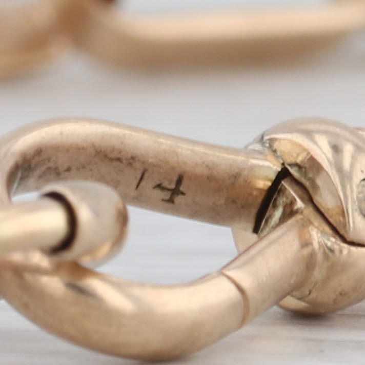 Antique Elongated Cable Chain Watch Chain Necklace 15.5" 14k Yellow Gold